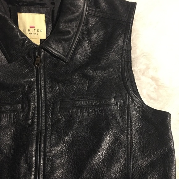 Quality Black Leather Zip-front Vest EUC sz L - Picture 4 of 8